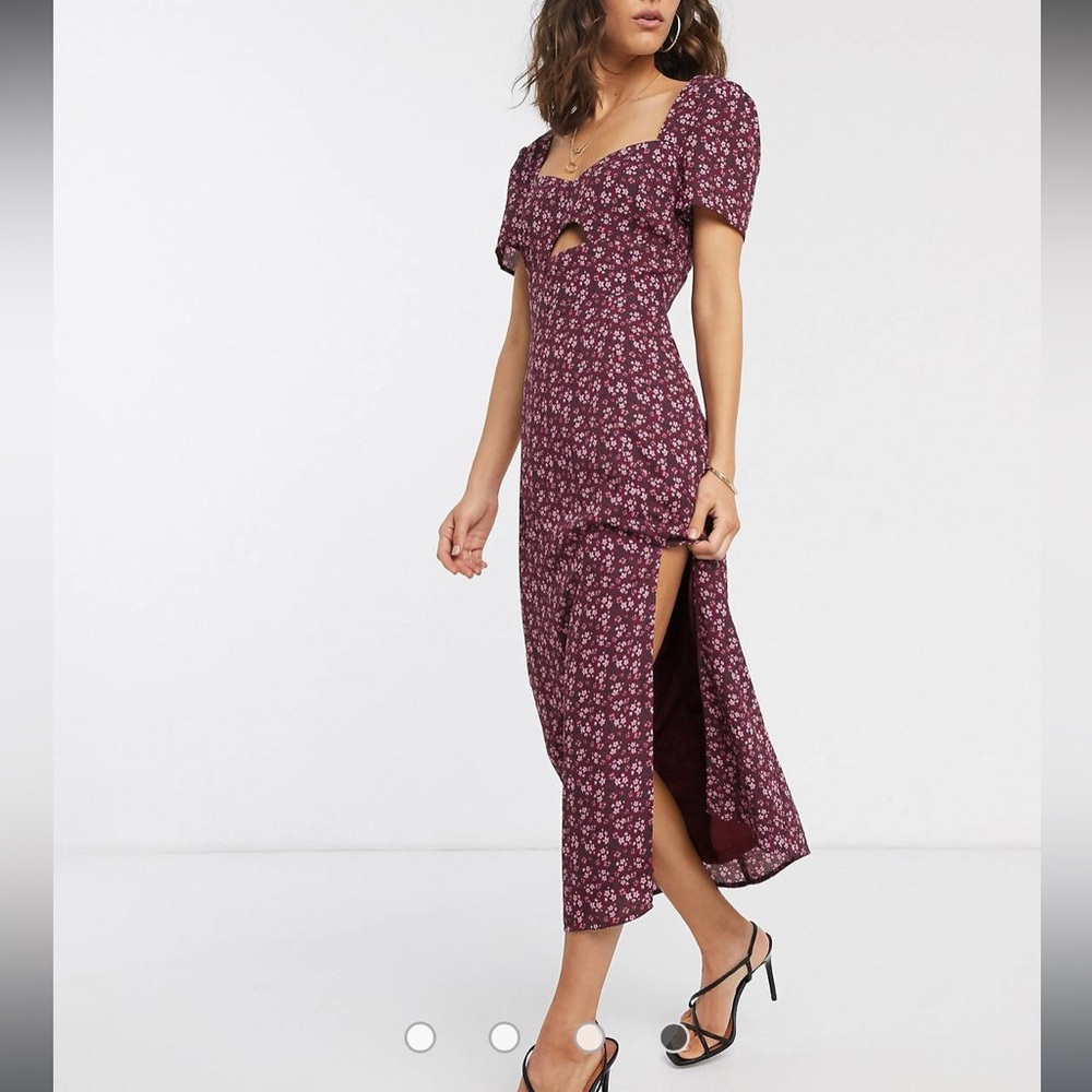 ASOS Fashion Union midi dress with cut out in floral print - Picture 4 of 7